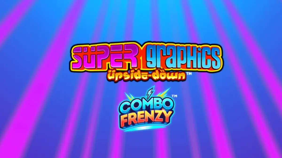Interface colorida do slot Super Graphics Upside Down com gatos da sorte e símbolos de frutas