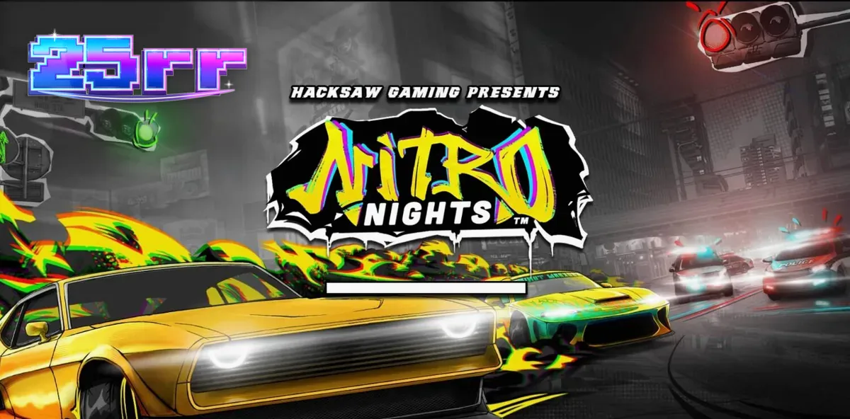 Interface de jogo do slot Nitro Nights com tema de corrida urbana